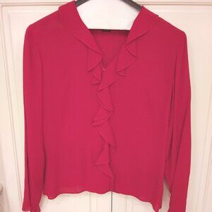 August Silk Red 100% Silk Blouse -- size XL (14 - 16)